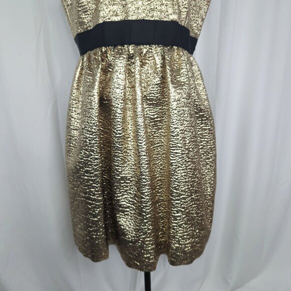 Brooks Bros Dress 16 X Large Short Metallic Gold Jacquard - Picture 5 of 10